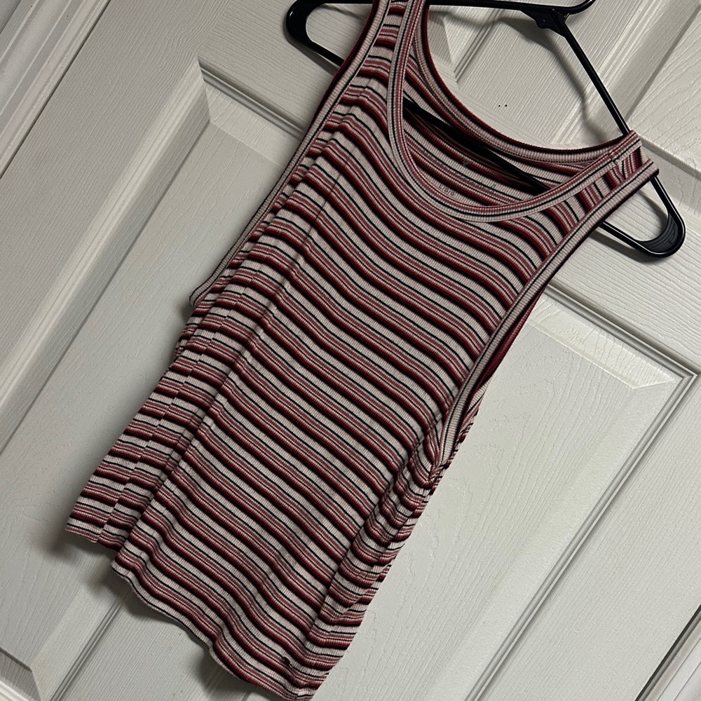 American Eagle Outfitters Red and White Striped Tank Top